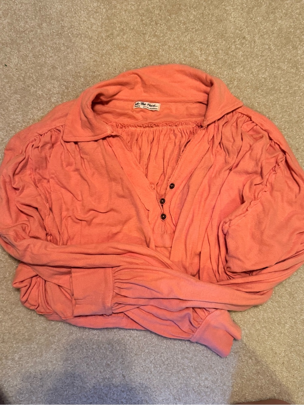 We The Free Coral Peasant Top